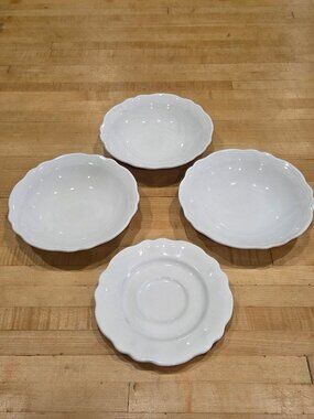 Vintage Harmony House Federalist White Ironstone Bowls and Saucer Set of 4